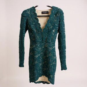 Akira green lace bodycon‎ long sleeved dress S